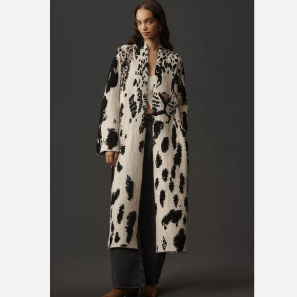Anthropologie Pilcro Leopard Print Sweater Duster Cardigan Jacket S M NWT - Picture 5 of 8